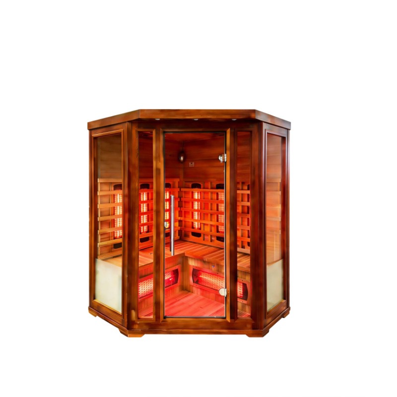 China Factory Handcrafted Red Cedar Solid Wood Far Infrared Sauna