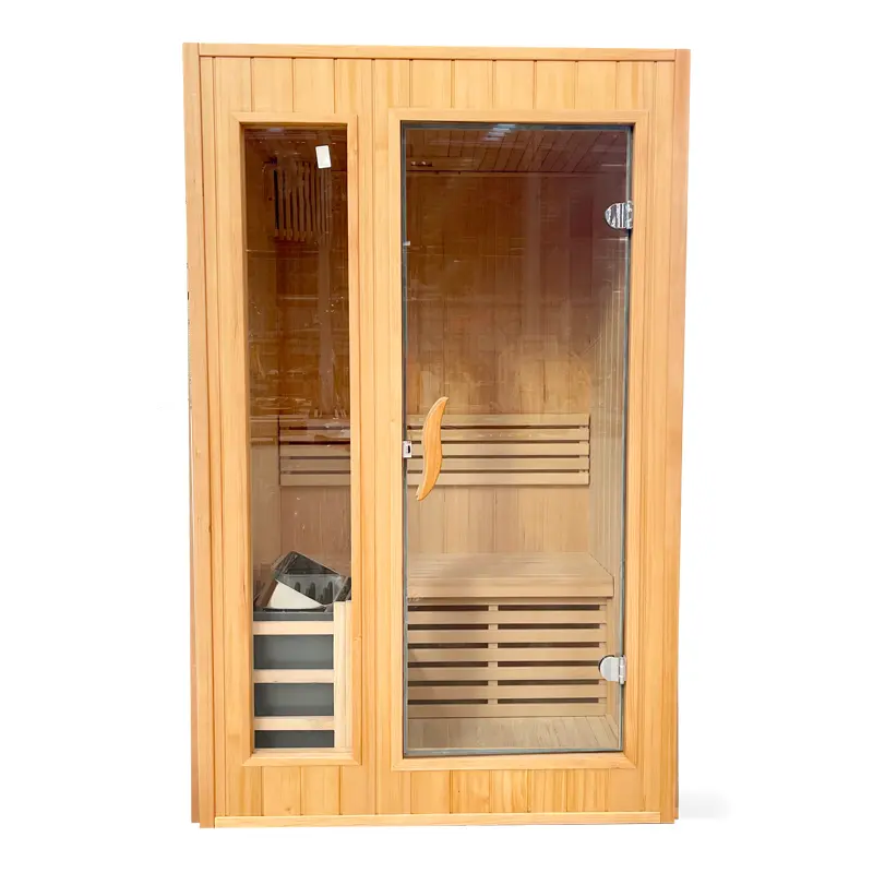 2-Person Hemlock Indoor Steam Sauna  Smart Control, Sauna Stove, Dual Seats, Starlight