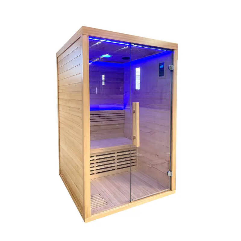 Factory Custom 4-Person Hemlock Indoor Steam Sauna  Sauna Stove, Dual Seats, Starlight, Smart Control