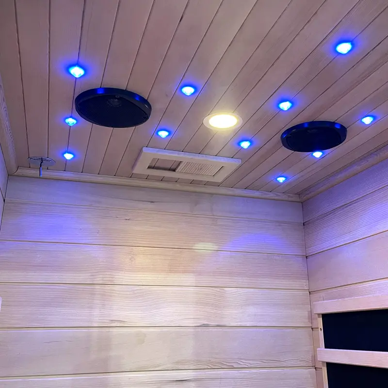 Cozy 2-Person Ironwood Sauna Cabin – Dual Heating & Starry Sky Ambient Lighting