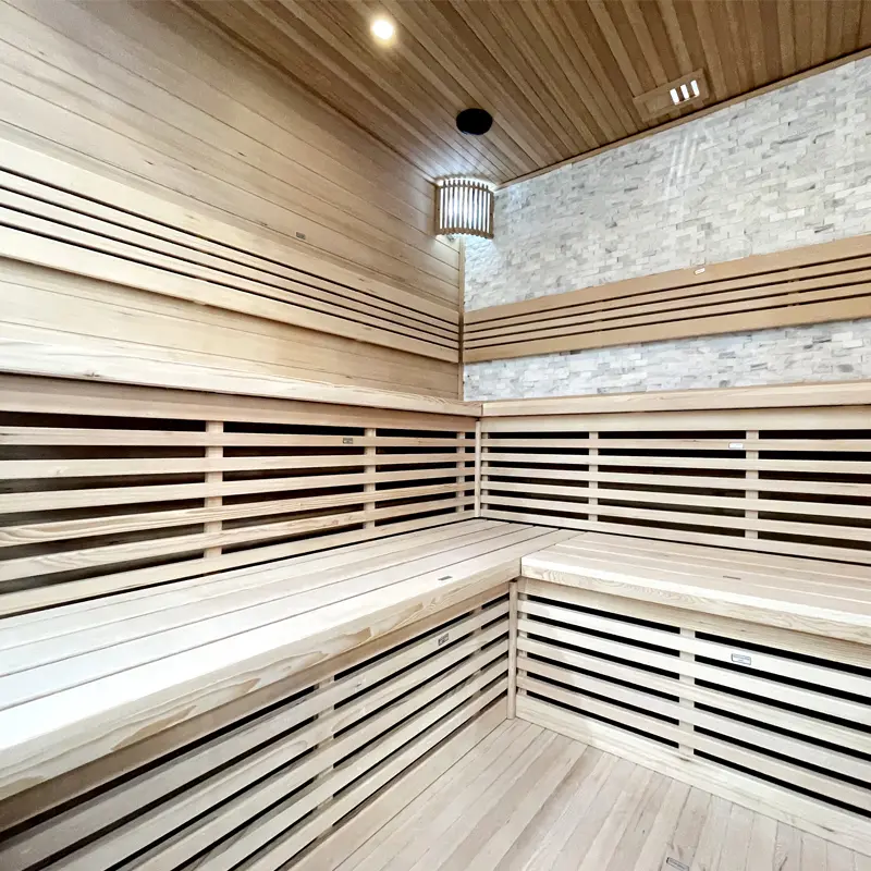 High-End Villa 6-Person Hemlock Indoor Steam Sauna  Energy Saving, Sauna Stove, Dual Seats, Starlight, Smart Control